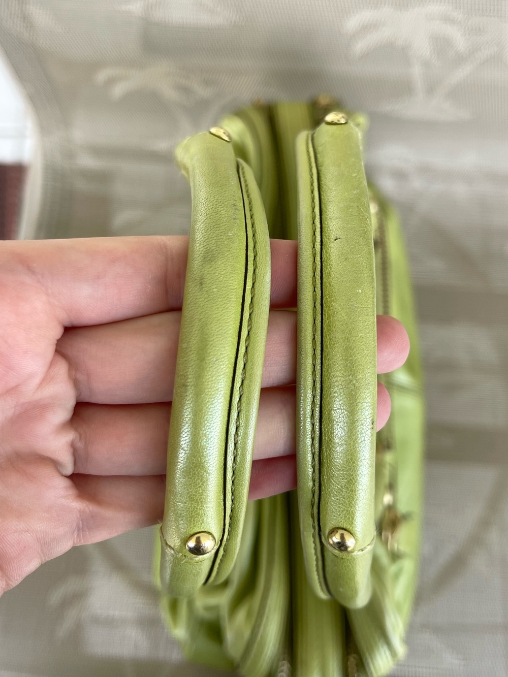 COACH PEYTON SATCHEL ARCHIVE LIMITED EDITION PEARLIZED GREEN LEATHER VINTAGE BAG - Picture 5 of 15